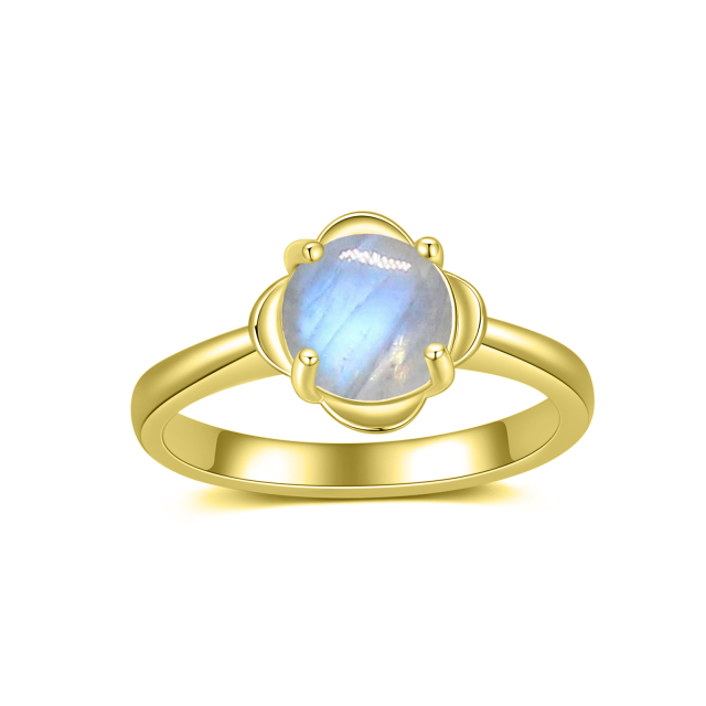 14K Gold Circular Moonstone Bead Ring-1