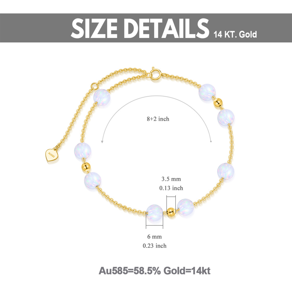 10K Gold Circular Opal Single Layer Anklet-6