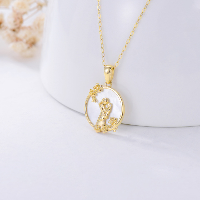 Collana con ciondolo madre e figlia in oro 14K a forma di cerchio con conchiglia Abalone-4