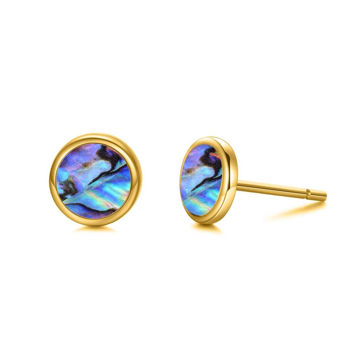 Boucles d'oreilles en or 14K de forme circulaire avec coquillages Abalone-1