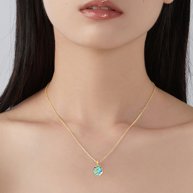 Colar com pingente de constelação de abalone Taurus em ouro amarelo 14K com zircônia cúbica-2