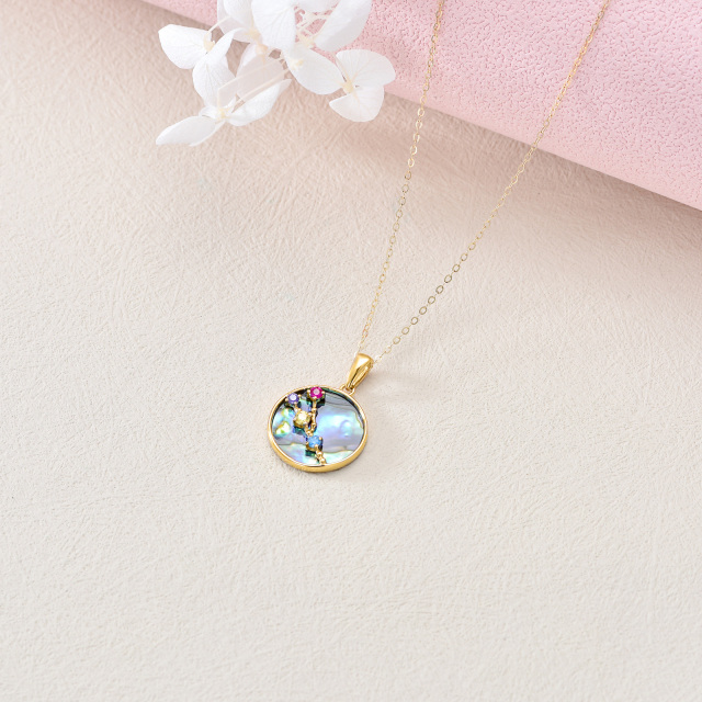 Collier en or 14K avec pendentif circulaire en forme de coquillage Abalone Taurus Circle-4