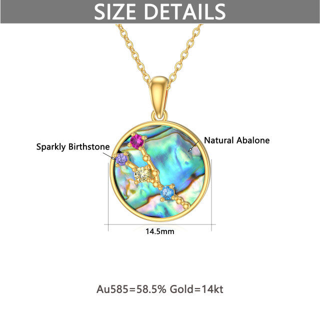 14K Gold Circular Shaped Abalone Shellfish Taurus Circle Pendant Necklace-5