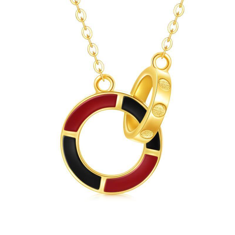 10K Gold Circular Shaped Agate Generation Ring Circle Pendant Necklace-1