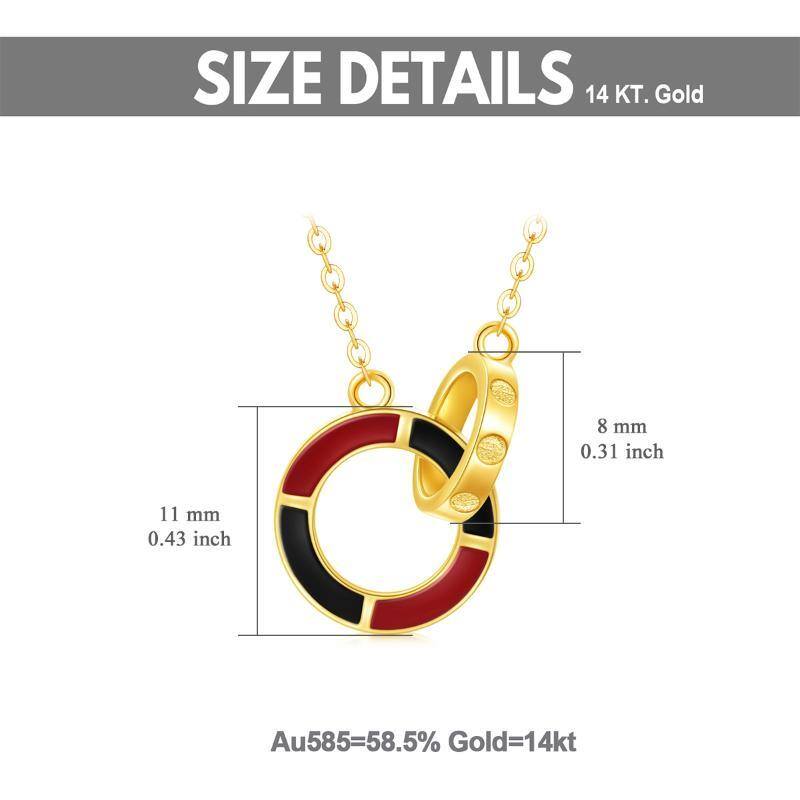 10K Gold Circular Shaped Agate Generation Ring Circle Pendant Necklace-6