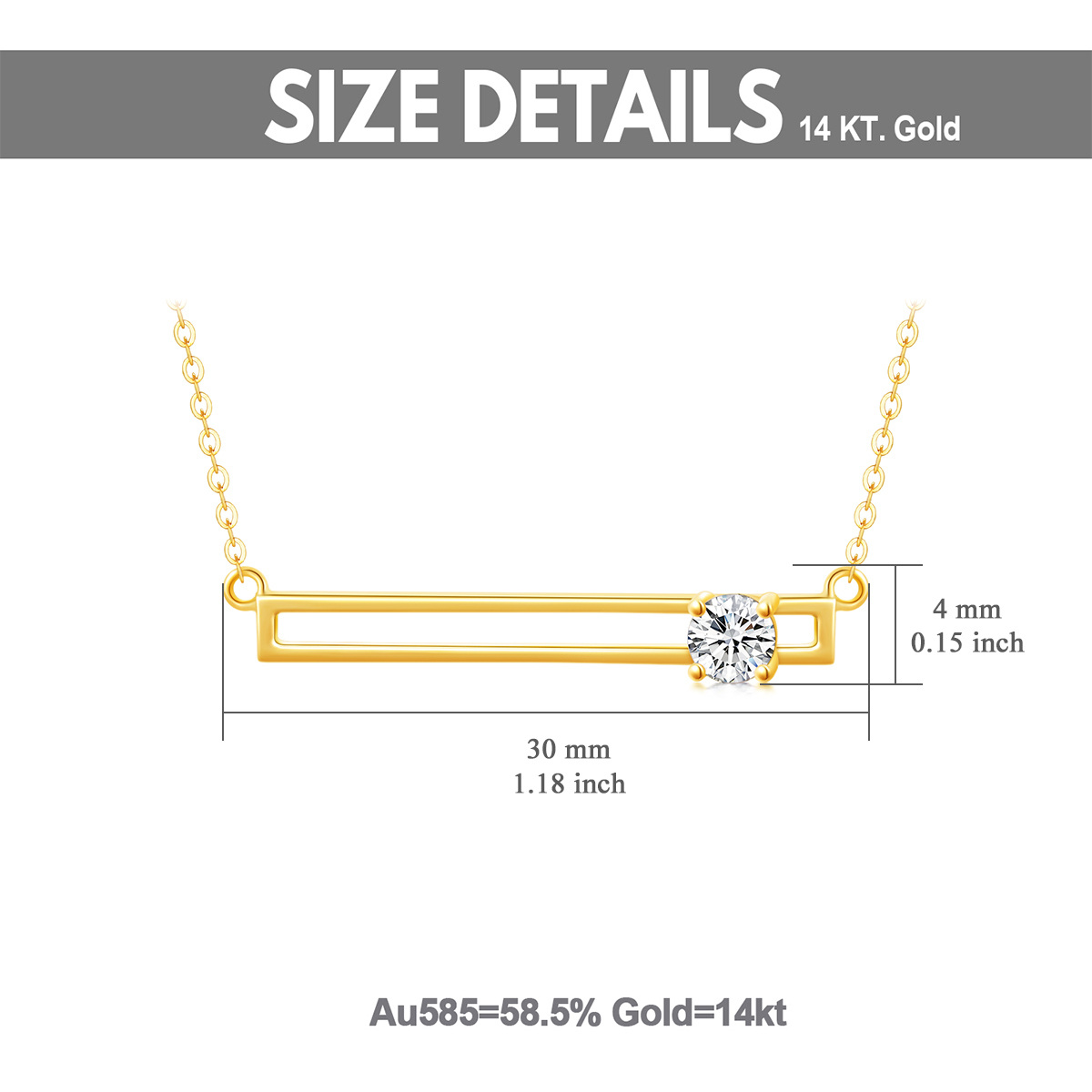 Colar em barra de zircónias cúbicas em ouro de 14K-6