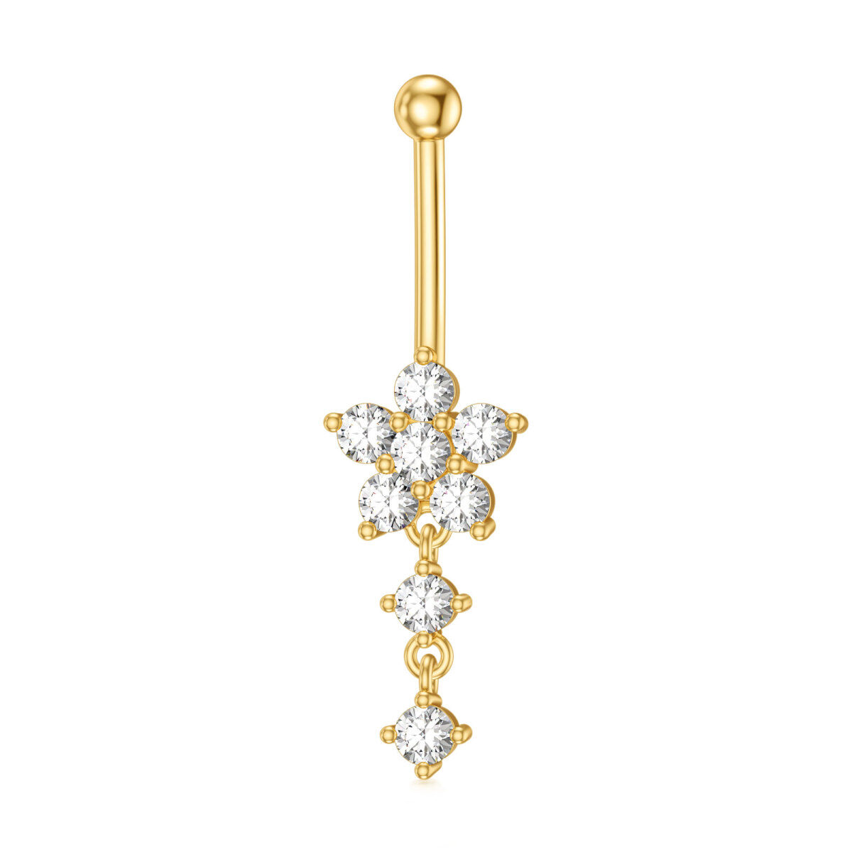 14K Gold Circular Shaped Cubic Zirconia Belly Button Ring-1