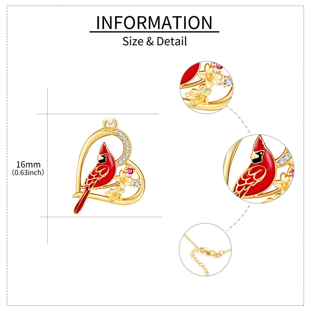 Collar colgante de oro de 14 quilates con forma circular de circonita cúbica Cardenal-5