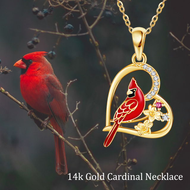 Collier à pendentif cardinal en or 14K à zircon cubique de forme circulaire-6