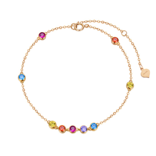 Bracelet de cheville en or 14K en forme de cercle avec des zircons cubiques et des chakras