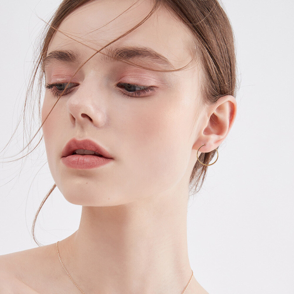 10K Gold Circular Shaped Circle Hoop Earrings-2