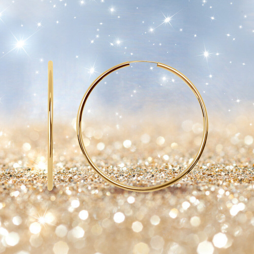 10K Gold Circular Shaped Circle Hoop Earrings-4