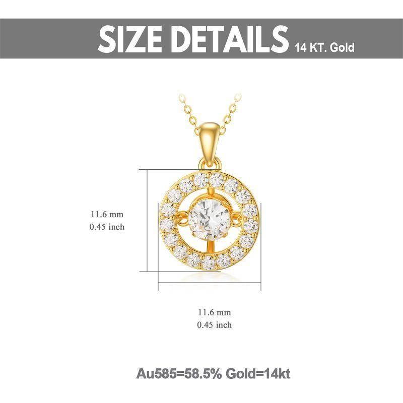 10K Gold Circular Shaped Cubic Zirconia Circle Pendant Necklace-5