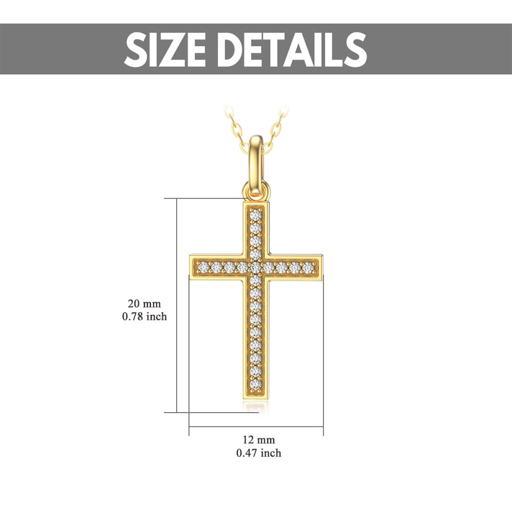 Colar com pingente de cruz em zircónio cúbico em ouro de 14 quilates-5