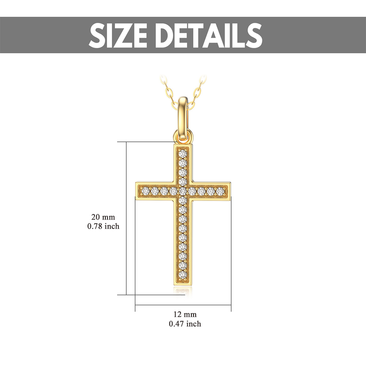 14K Gold kreisförmig Cubic Zirkonia Kreuz Anhänger Halskette-5