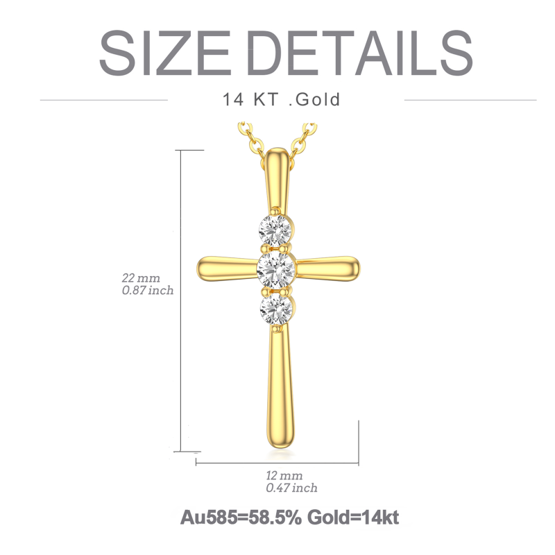 Platinum with White Gold Plated Round Cut Cubic Zirconia Cross Pendant Necklace-6