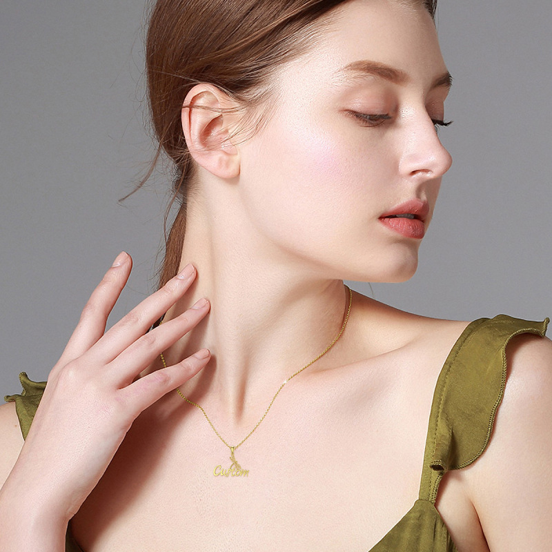 Collar con colgante de libélula de cristal circular en oro de 10 quilates-2