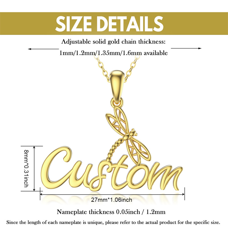 Collar con colgante de libélula de cristal circular en oro de 10 quilates-4