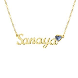 10K Gold Circular Shaped Crystal Personalized Birthstone Pendant Necklace-49