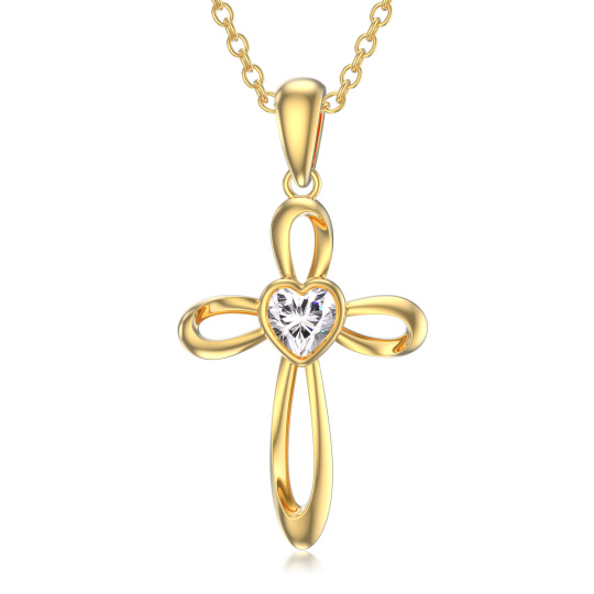 Collier en or 14K avec pendentif en cristal de forme circulaire et pierre de naissance per