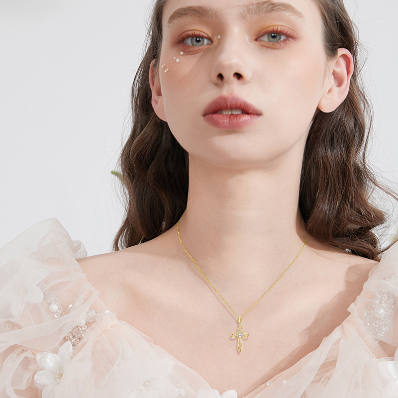 14-karatowy złoty kryształ w kształcie koła, spersonalizowany naszyjnik z kamieniem narodzin-2