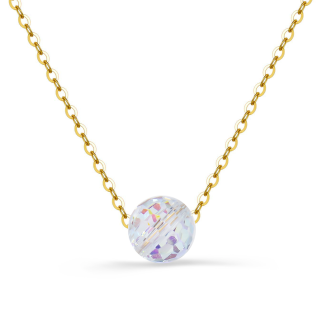 10K Gold Circular Shaped Crystal Spherical Pendant Necklace-49