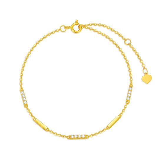 Pulseira com corrente de diamantes em forma circular em ouro de 10K