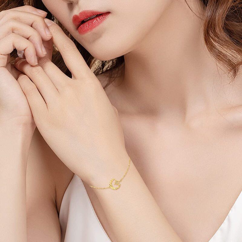 10K Gold Circular Shaped Diamond Moon & Star Single Layer Anklet-2