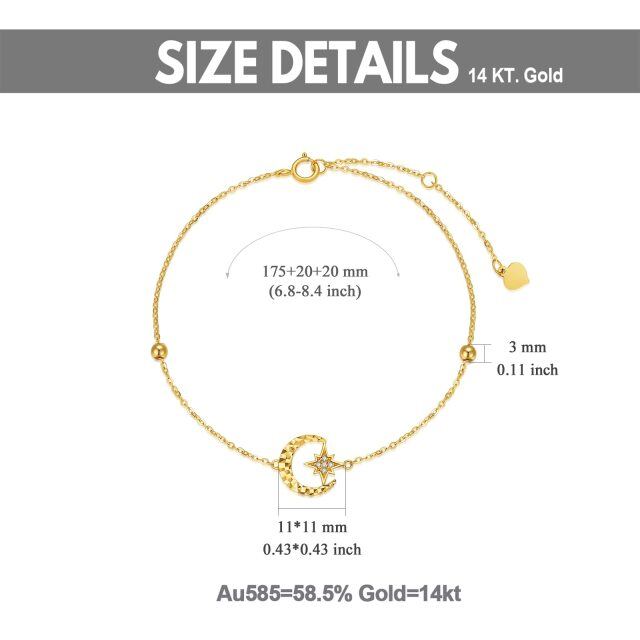 14K Gold Circular Shaped Diamond Moon & Star Single Layer Anklet-5