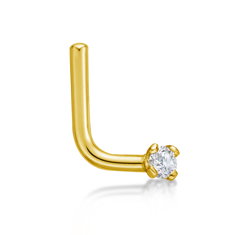 Anel de nariz com diamante em formato circular em ouro 10K-3