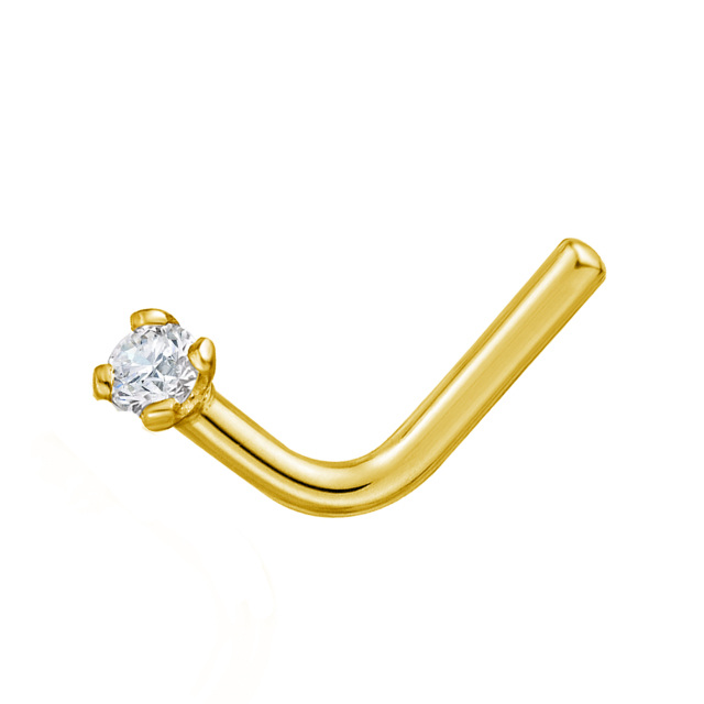 Nasenring aus 14 Karat Gold mit rundem Diamant-4