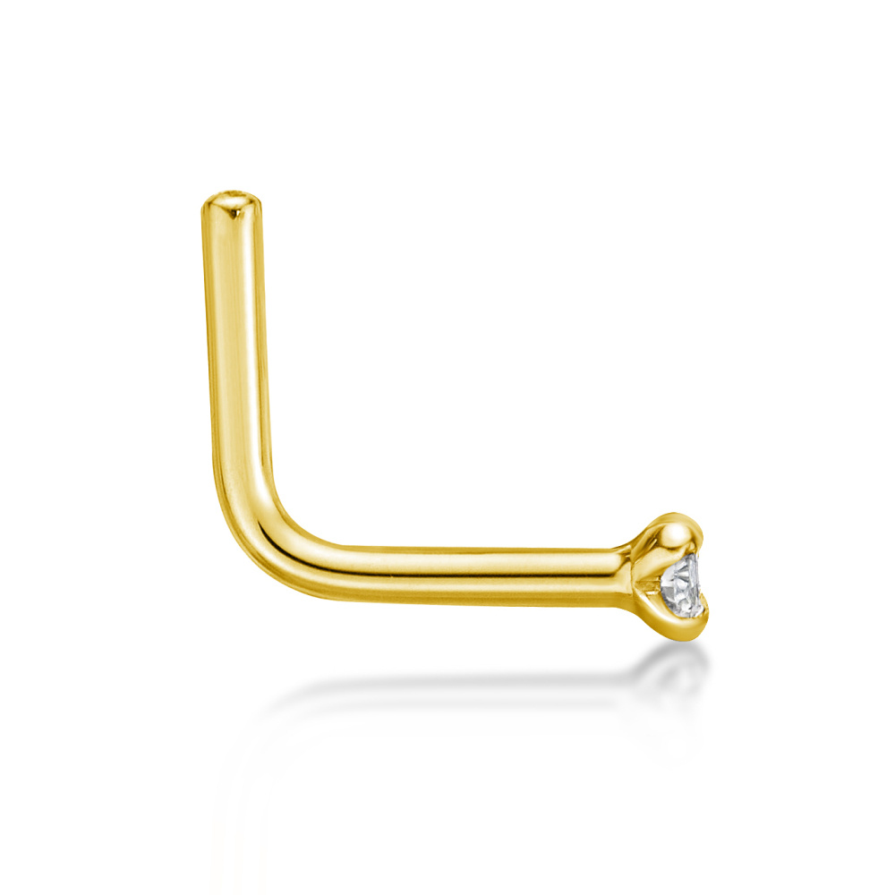 Anel de nariz com diamante em formato circular em ouro 10K-5