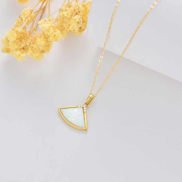 Collier en or 14K avec pendentif circulaire en forme de diamant et d'opale-4