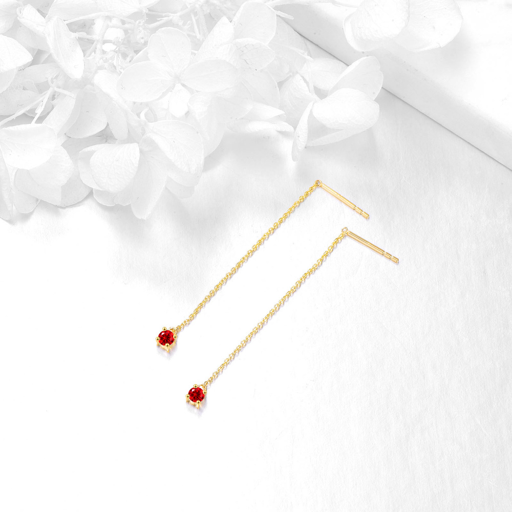 Pendientes de oro de 10 quilates con forma circular de circonita cúbica-4
