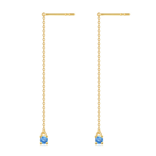 Boucles d'oreilles pendantes en or 14K à zircon cubique de forme circulaire