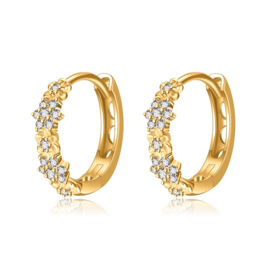 10K Gold Circular Shaped Cubic Zirconia Hoop Earrings