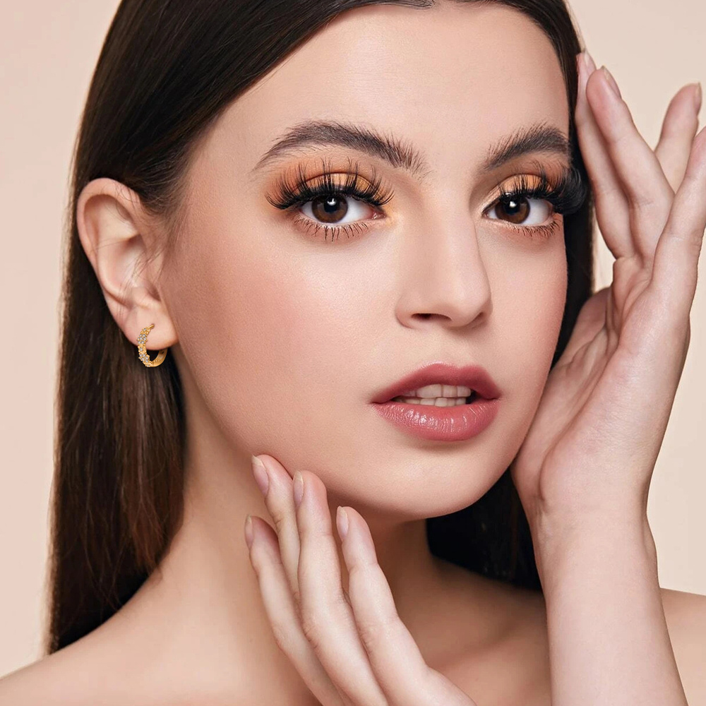 10K Gold Circular Shaped Cubic Zirconia Hoop Earrings-2