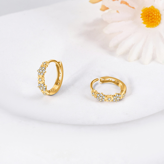 Brincos de argola com zircónias cúbicas em ouro de 14K-3