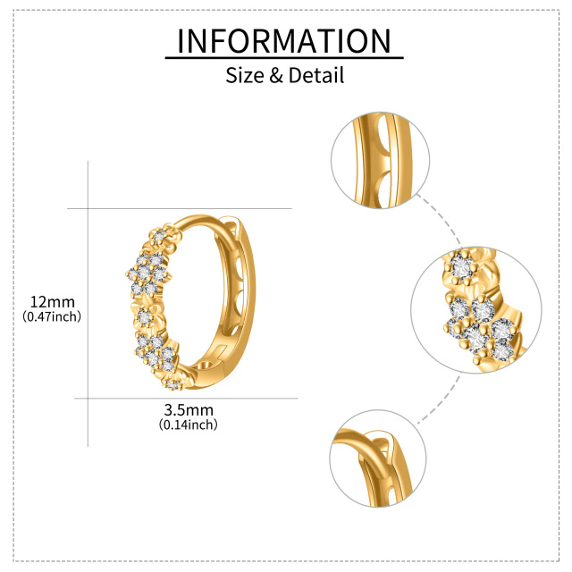 Pendientes de aro de oro de 14 quilates con circonita cúbica en forma circular-5