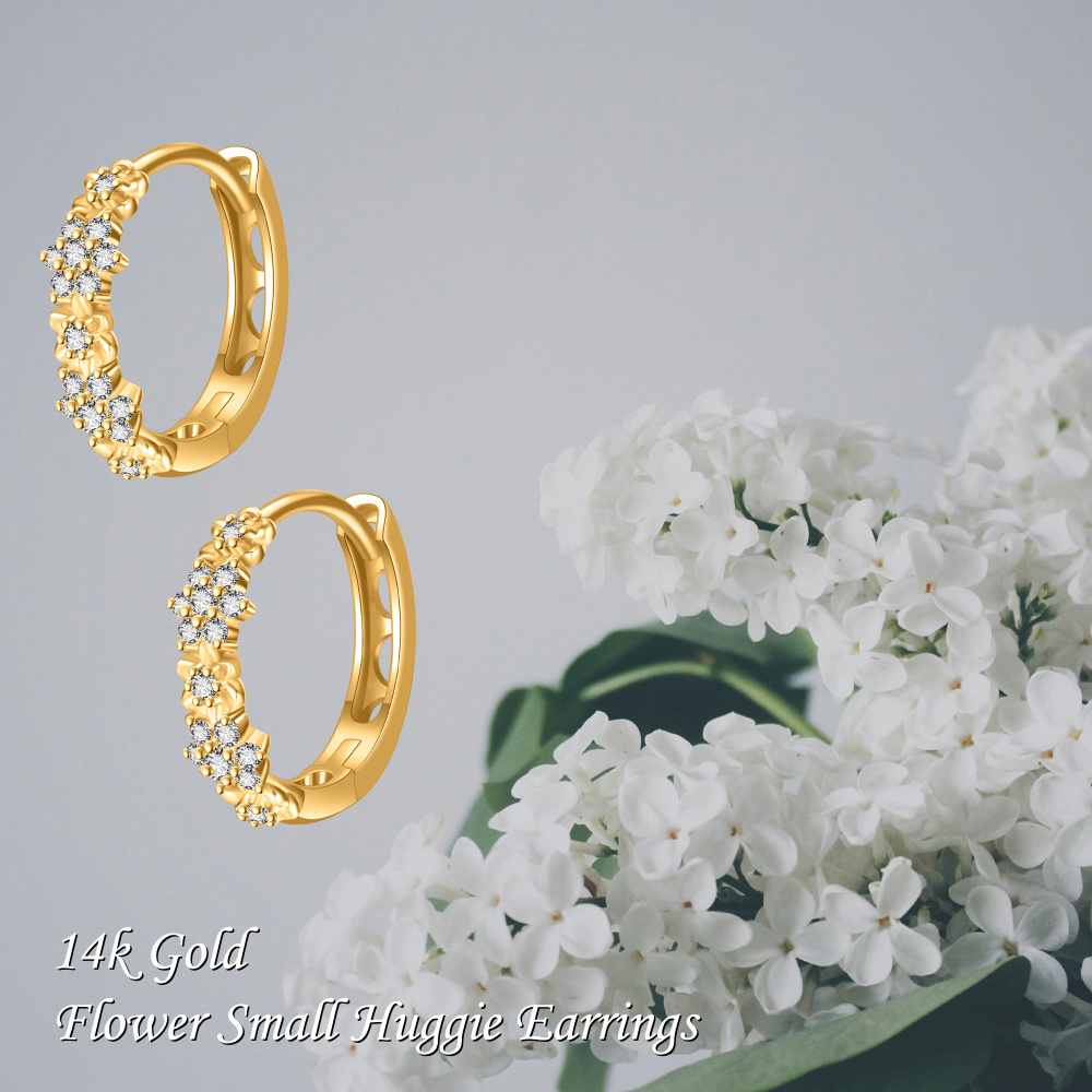 10K Gold Circular Shaped Cubic Zirconia Hoop Earrings-6