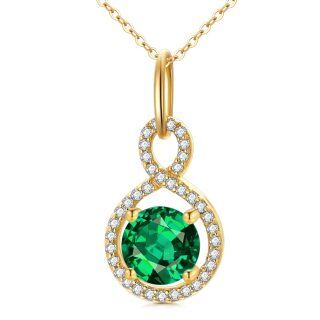 10K Gold Circular Shaped Cubic Zirconia Infinite Symbol Pendant Necklace-50