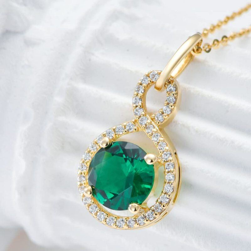 10K Gold Circular Shaped Cubic Zirconia Infinite Symbol Pendant Necklace-3