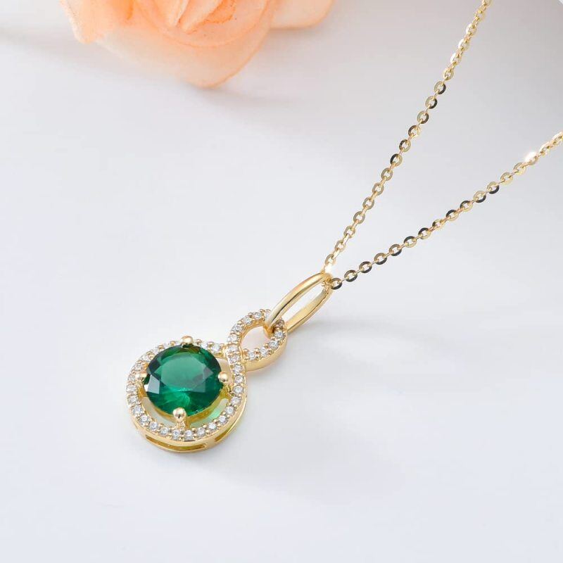 10K Gold Circular Shaped Cubic Zirconia Infinite Symbol Pendant Necklace-4