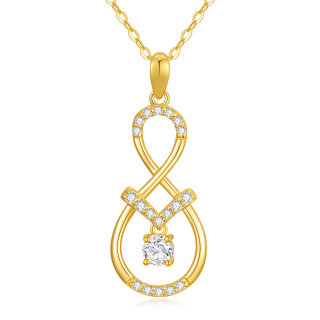 10K Gold Circular Shaped Cubic Zirconia Infinite Symbol Pendant Necklace-20