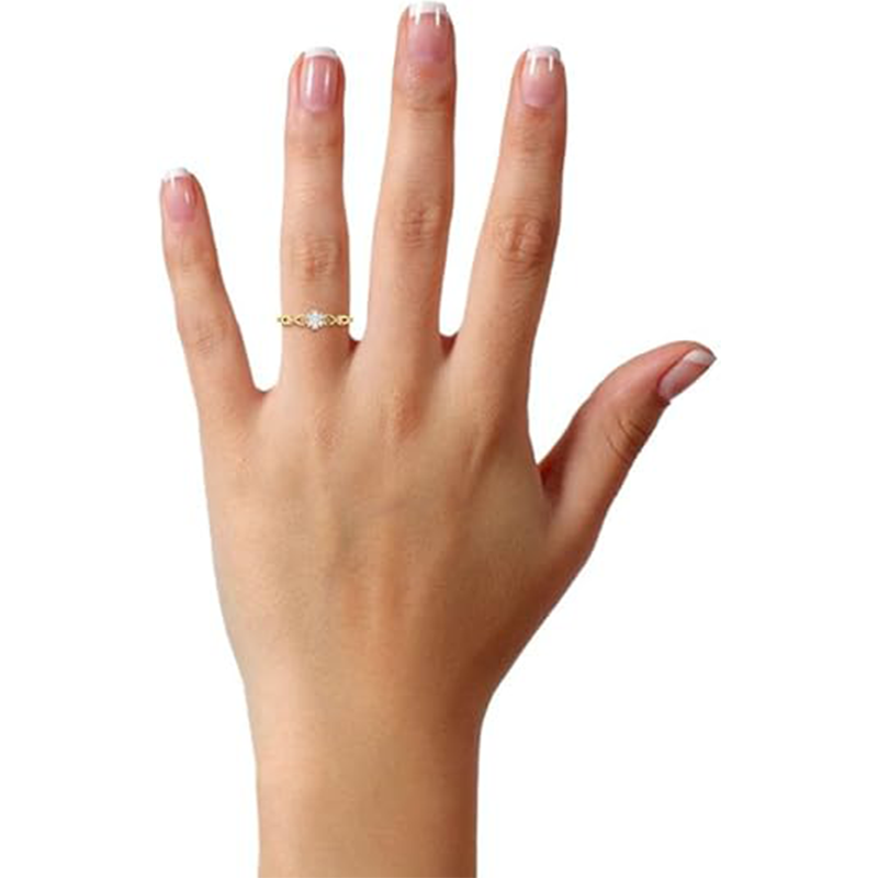 Bague de fiançailles sur mesure en or 14 carats avec diamant rond de synthèse, certifiée 3EX IGI.-2