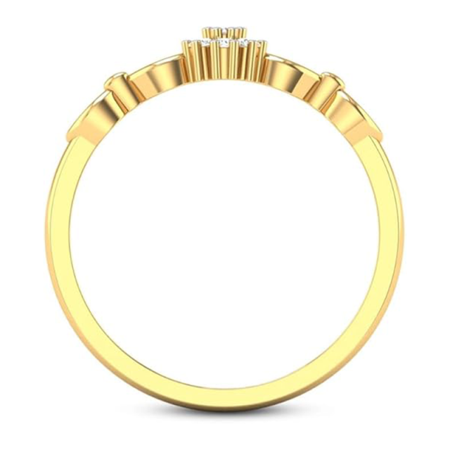 14K Gold runder Verlobungsring mit künstlich hergestelltem Diamant-4