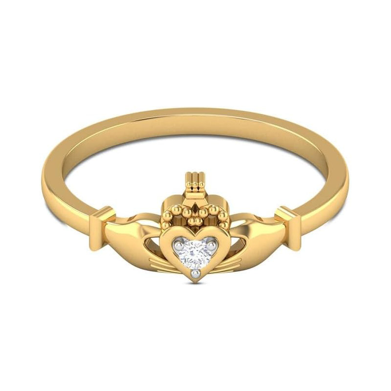 Sterling Silver with Yellow Gold Plated Circular Shaped Lab Created Diamond Heart Engagement Ring-1