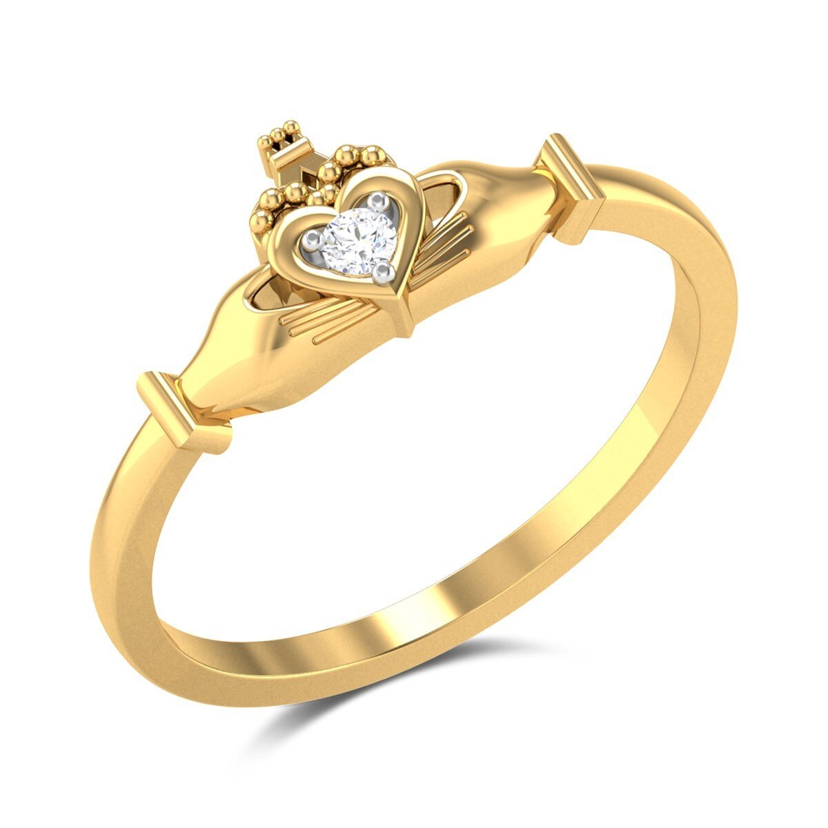 Anillo de compromiso con corazón de diamantes creado en laboratorio con forma circular de oro de 14 quilates-3