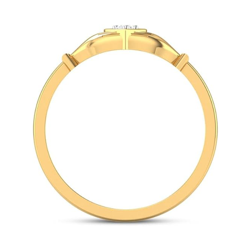 14K Gold runder Verlobungsring mit künstlich hergestelltem Diamanten in Herzform-4