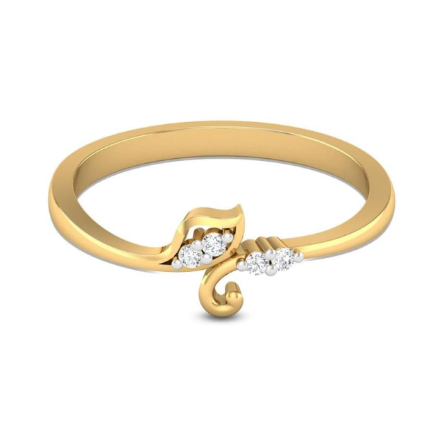 14K Gold Circular Shaped Lab Created Diamond Leaves Engagement Ring-1